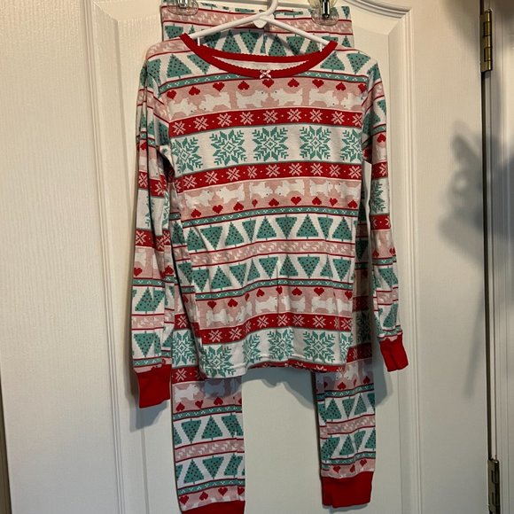 Carter's 2 Pc. Pajamas-Girls Christmas-Size 8-Snowflakes,trees,dogs-Fall/Winter - Picture 1 of 7